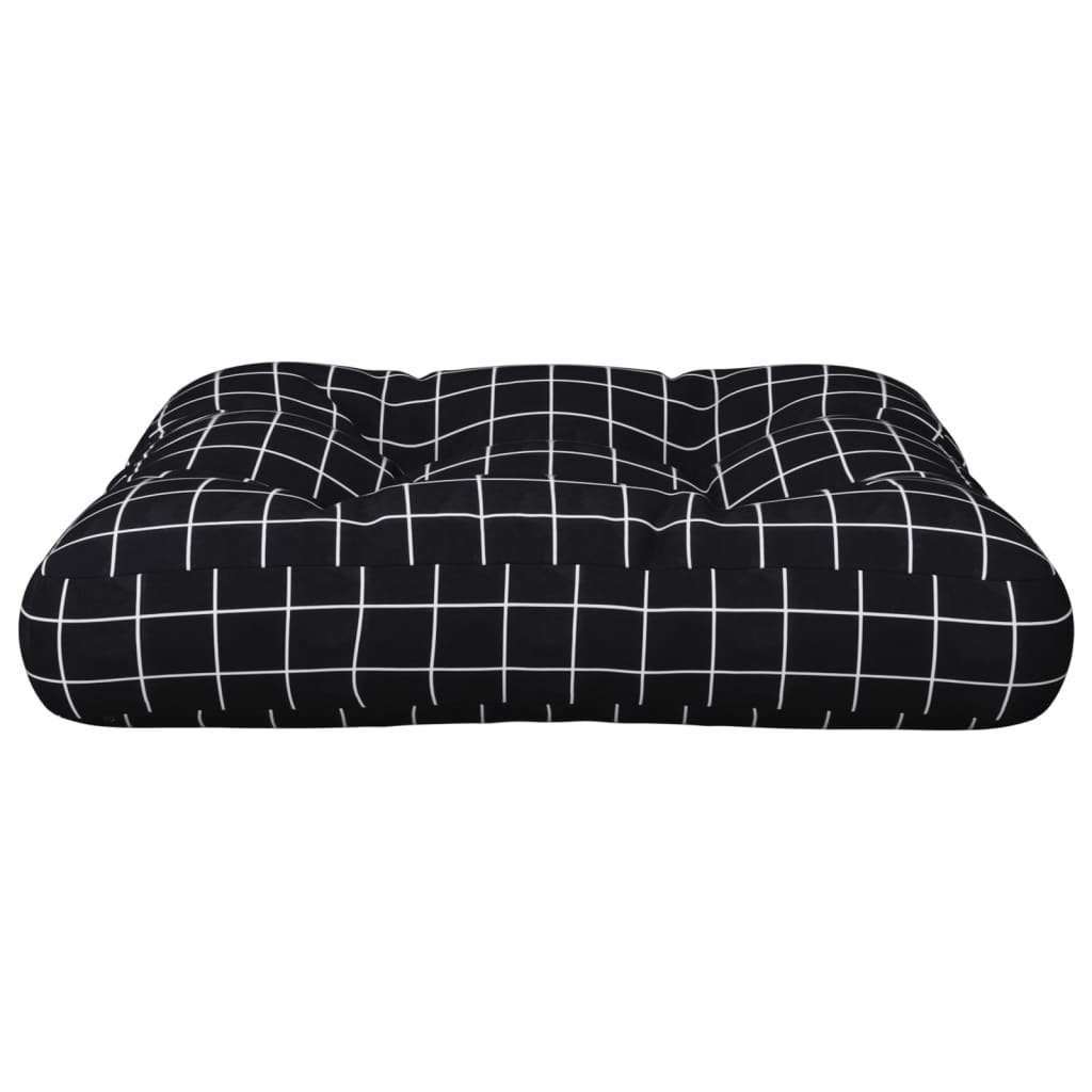 Coussin de palette motif à carreaux noir 50x50x12 cm tissu