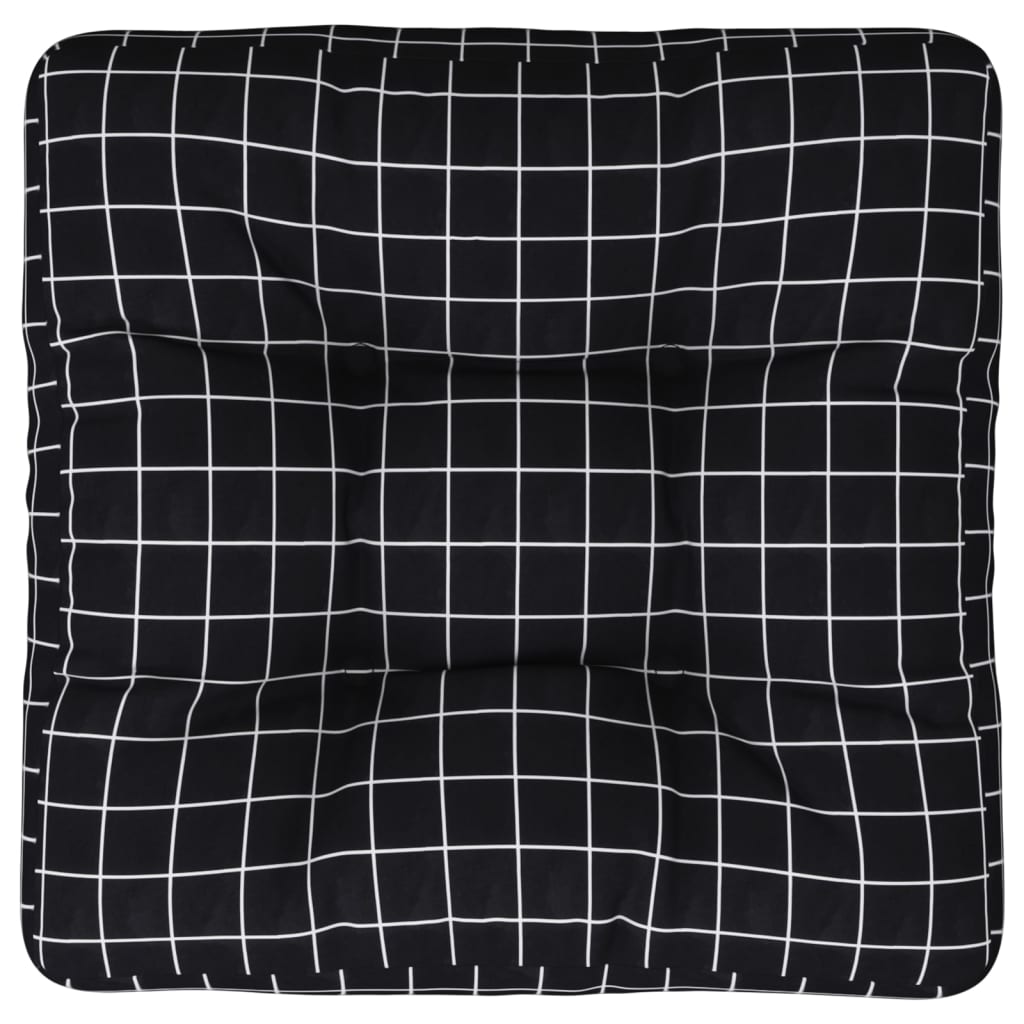 Coussin de palette motif à carreaux noir 60x60x12 cm tissu