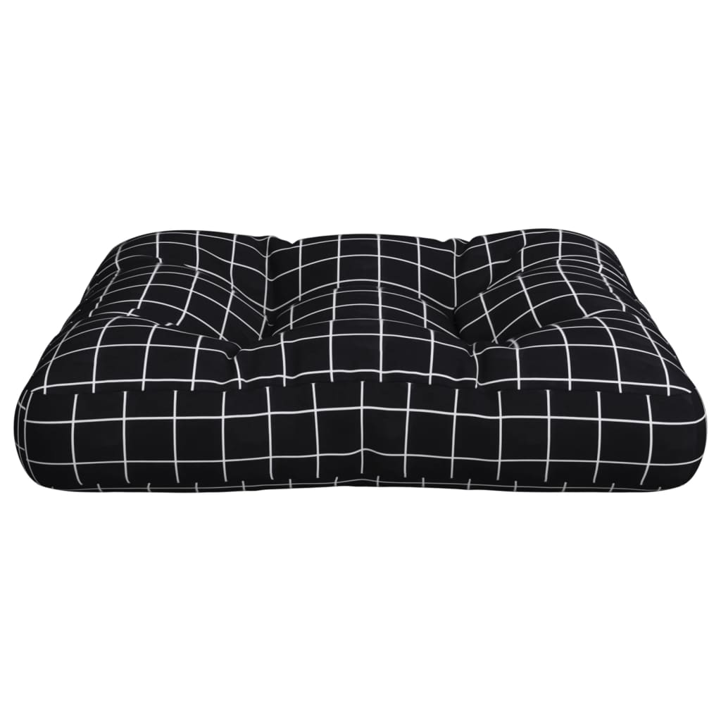 Coussin de palette motif à carreaux noir 60x60x12 cm tissu