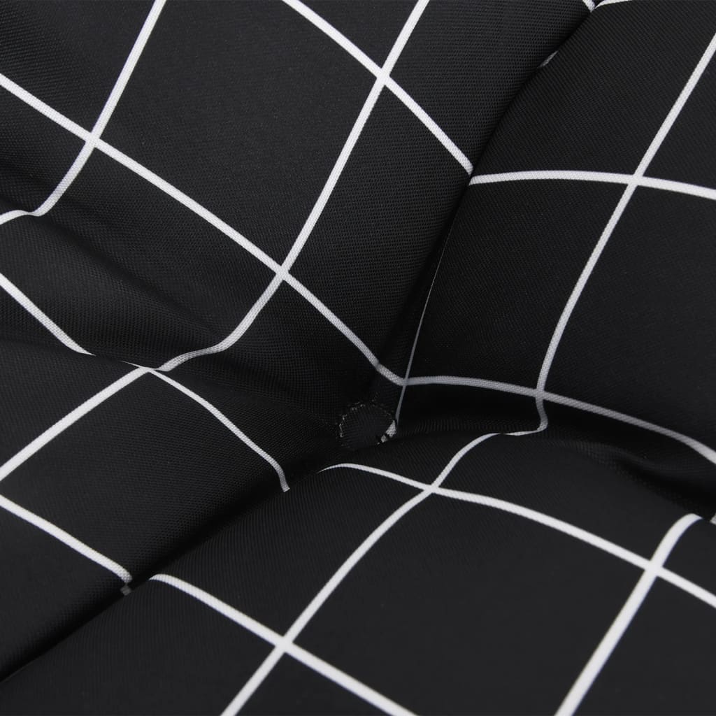 Coussin de palette motif à carreaux noir 60x60x12 cm tissu