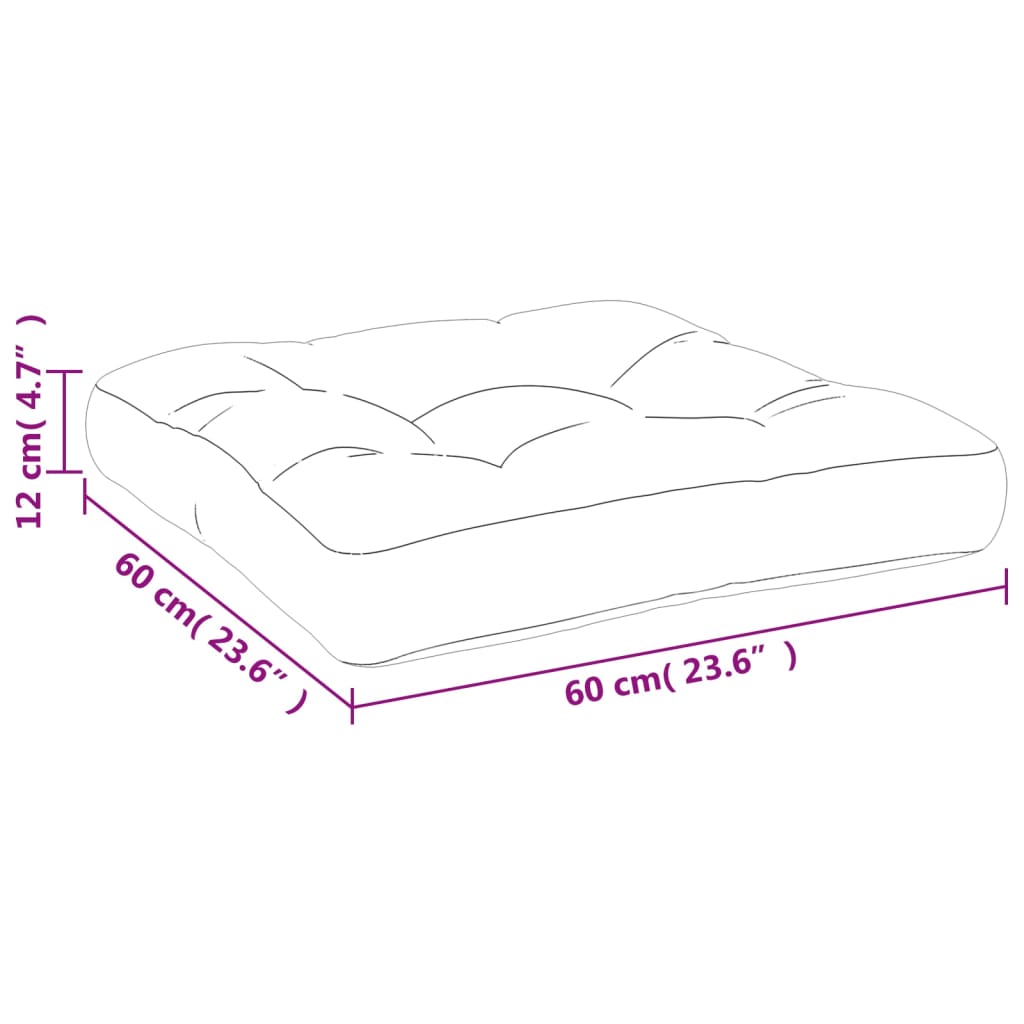 Palettenkissen Blattmuster 60x60x12 cm Stoff