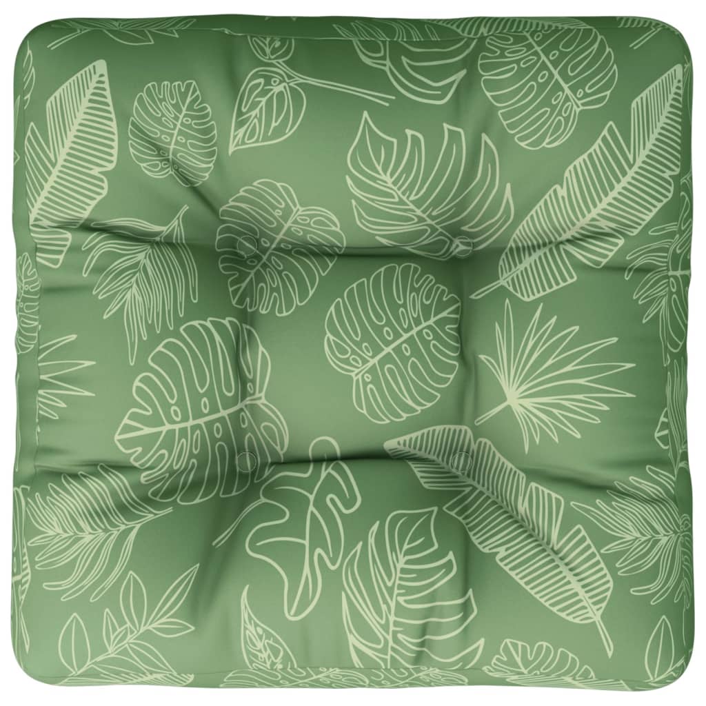 Coussin de palette motif de feuilles 60x60x12 cm tissu