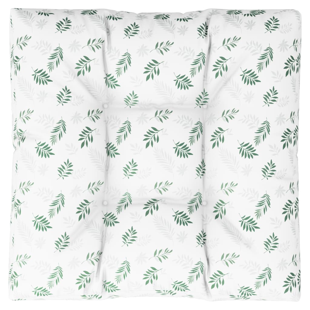 Coussin de palette motif de feuilles 70x70x12 cm tissu