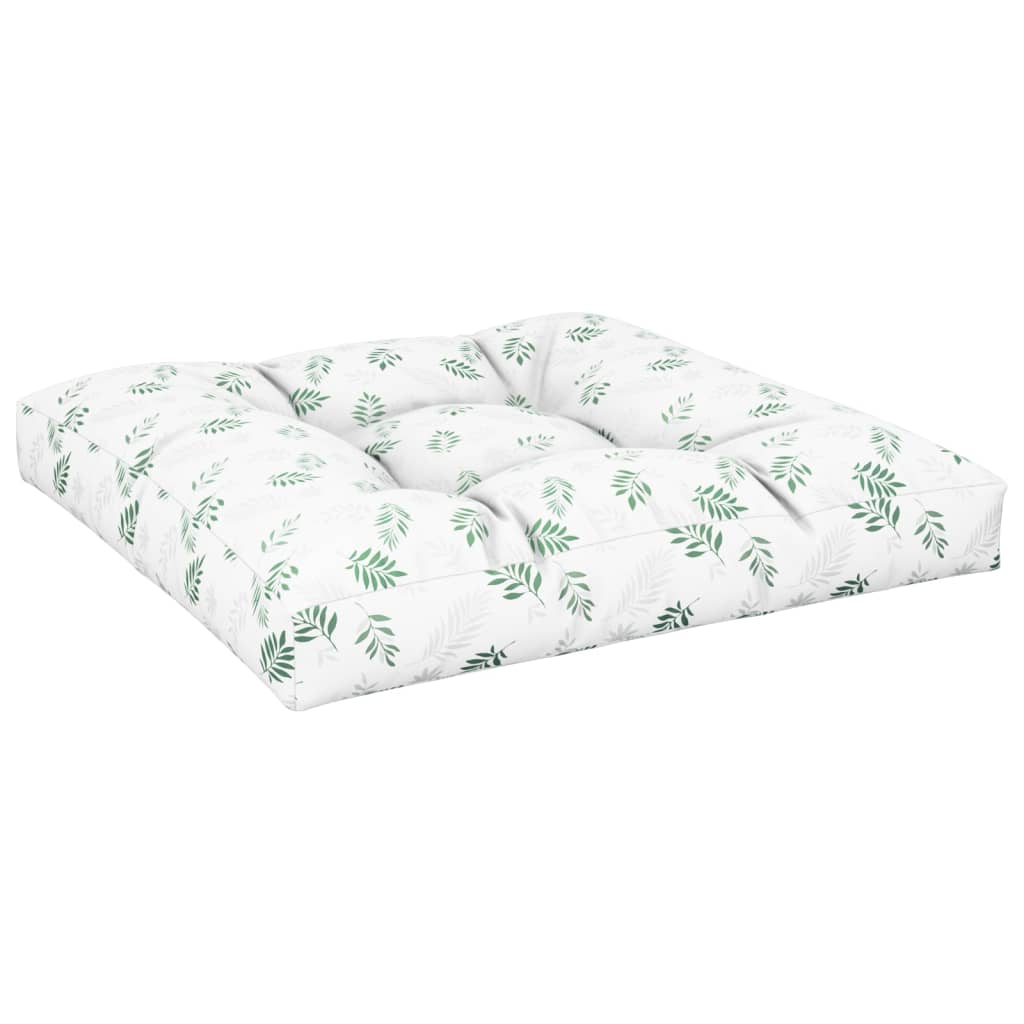 Coussin de palette motif de feuilles 70x70x12 cm tissu