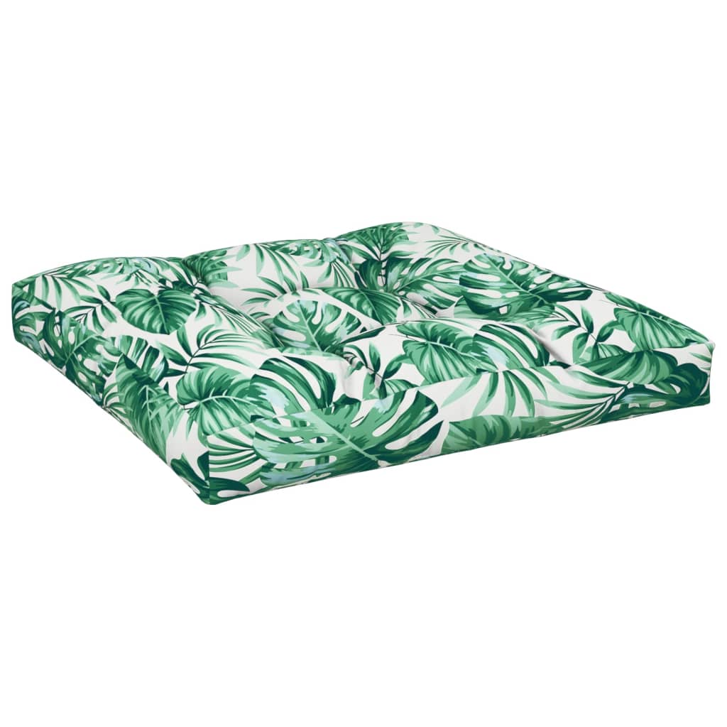 Coussin de palette motif de feuilles 80x80x12 cm tissu