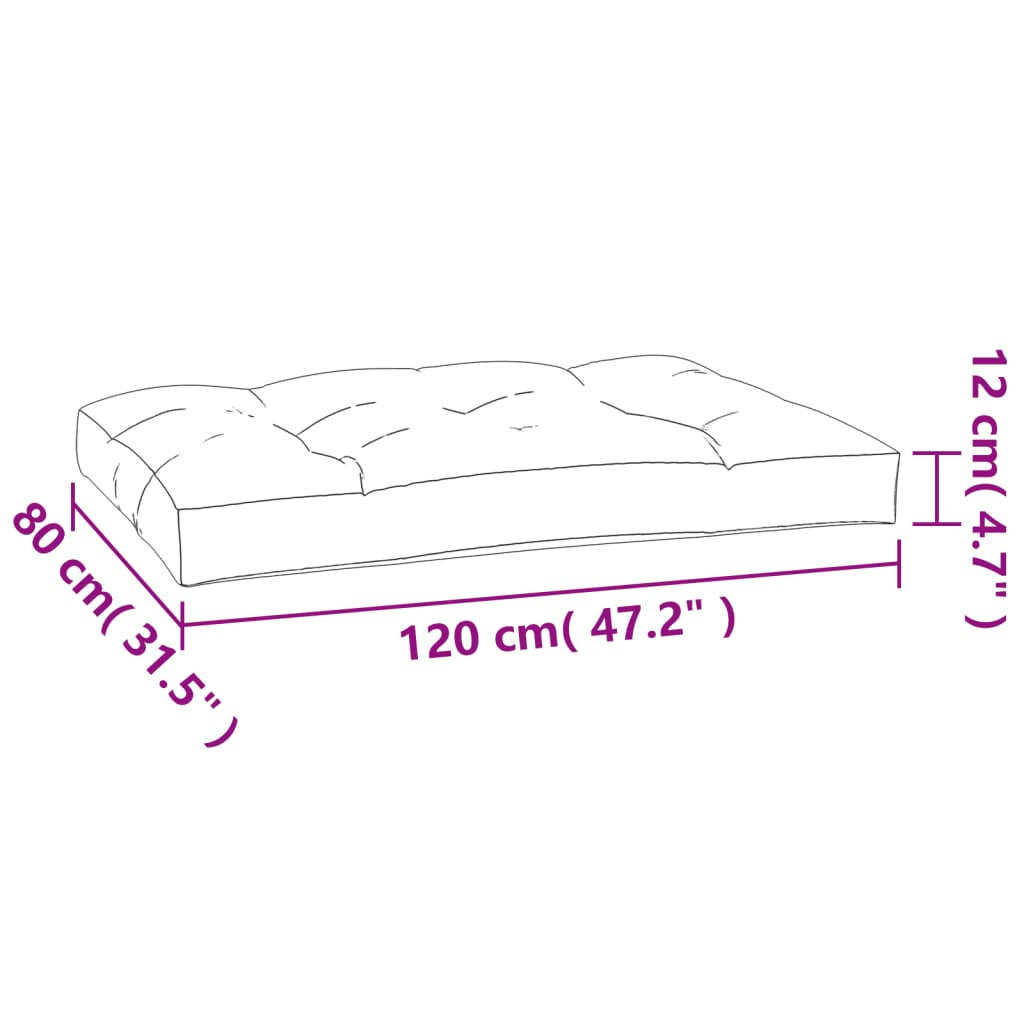 Taupefarbenes Palettenkissen 120x80x12 cm aus Stoff