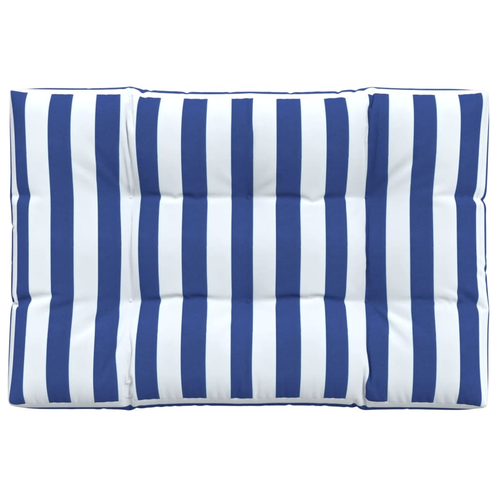 Coussin de palette rayures bleues et blanches 120x80x12cm tissu