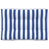 Coussin de palette rayures bleues et blanches 120x80x12cm tissu