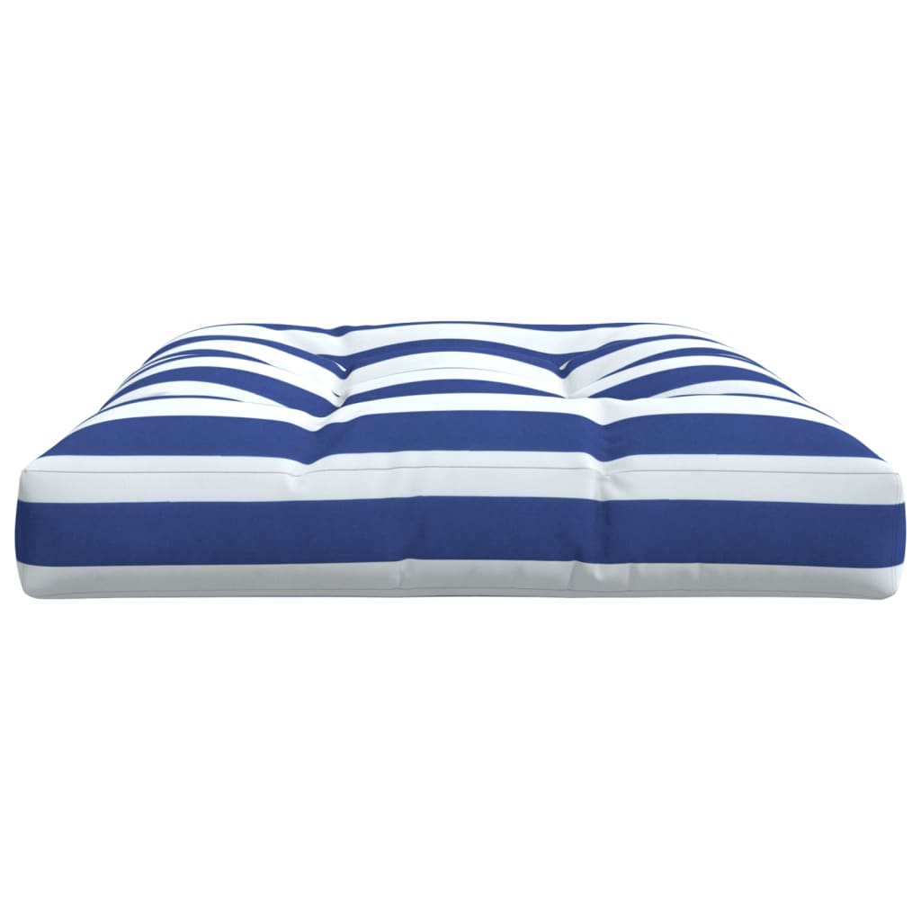 Coussin de palette rayures bleues et blanches 120x80x12cm tissu