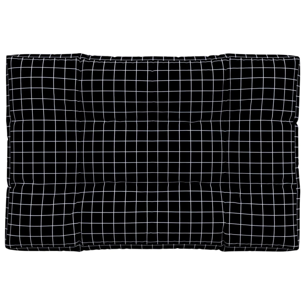 Coussin de palette motif à carreaux noir 120x80x12 cm tissu