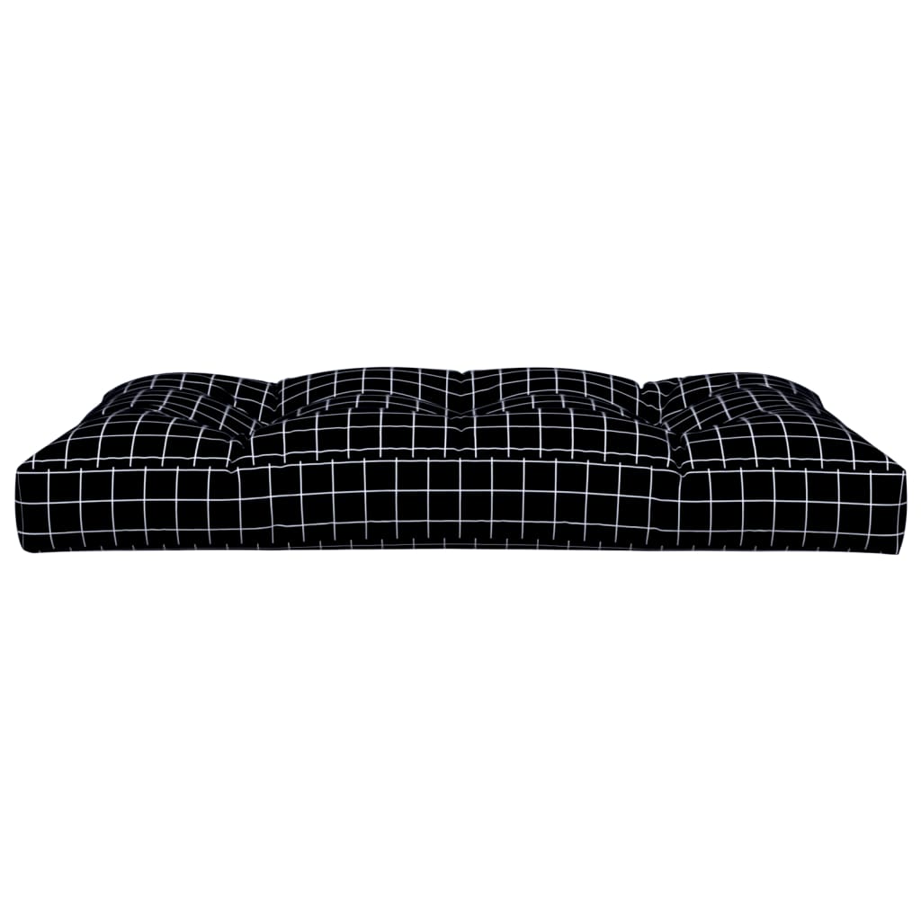 Coussin de palette motif à carreaux noir 120x80x12 cm tissu