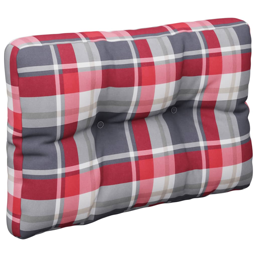 Coussin de palette motif à carreaux rouge 60x40x12 cm tissu