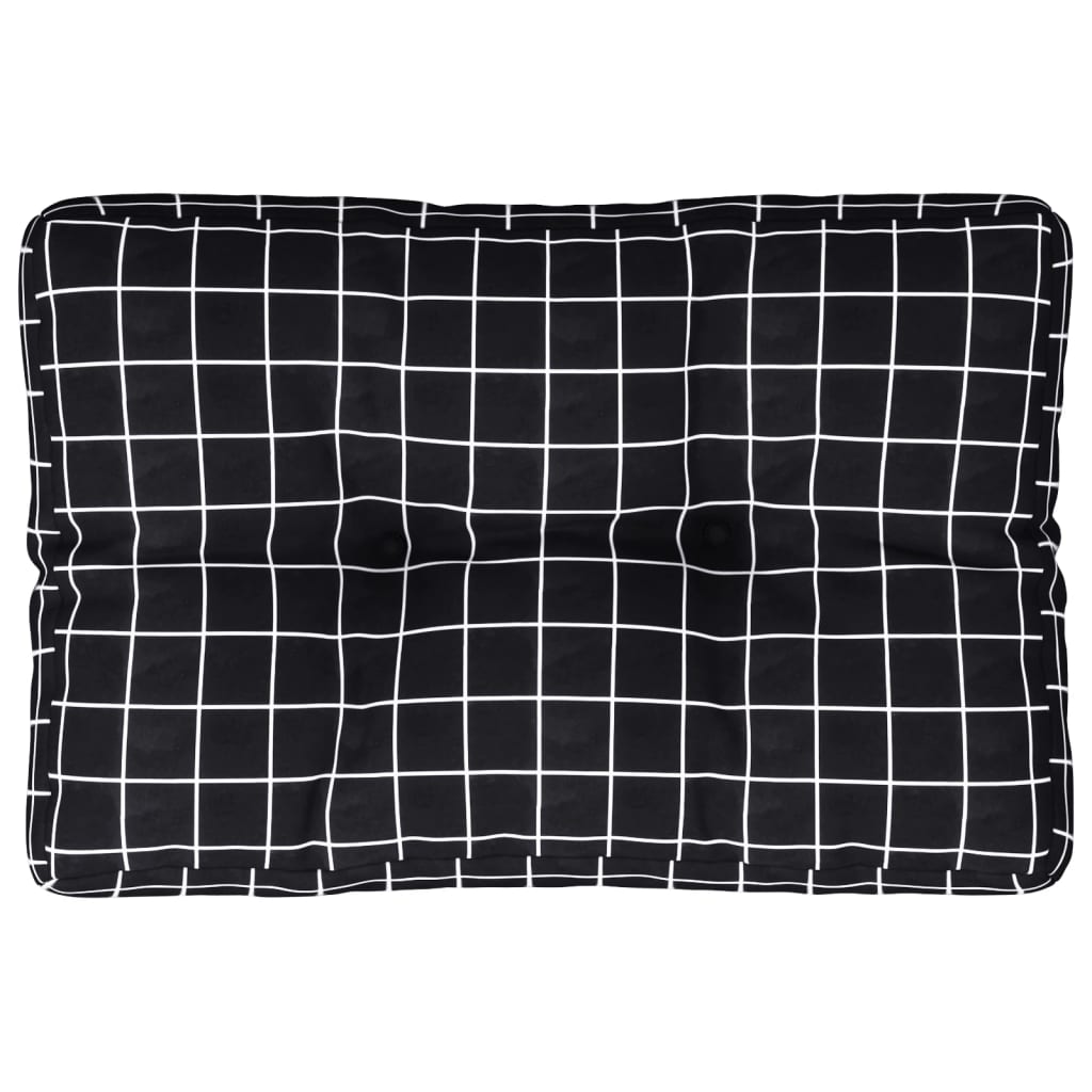 Coussin de palette motif à carreaux noir 60x40x12 cm tissu