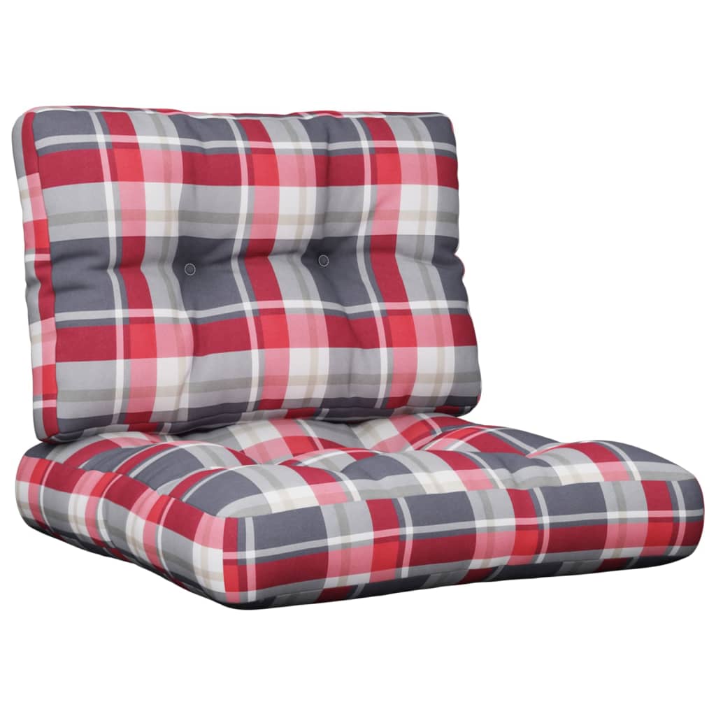 Coussins de palette lot de 2 motif à carreaux rouge tissu