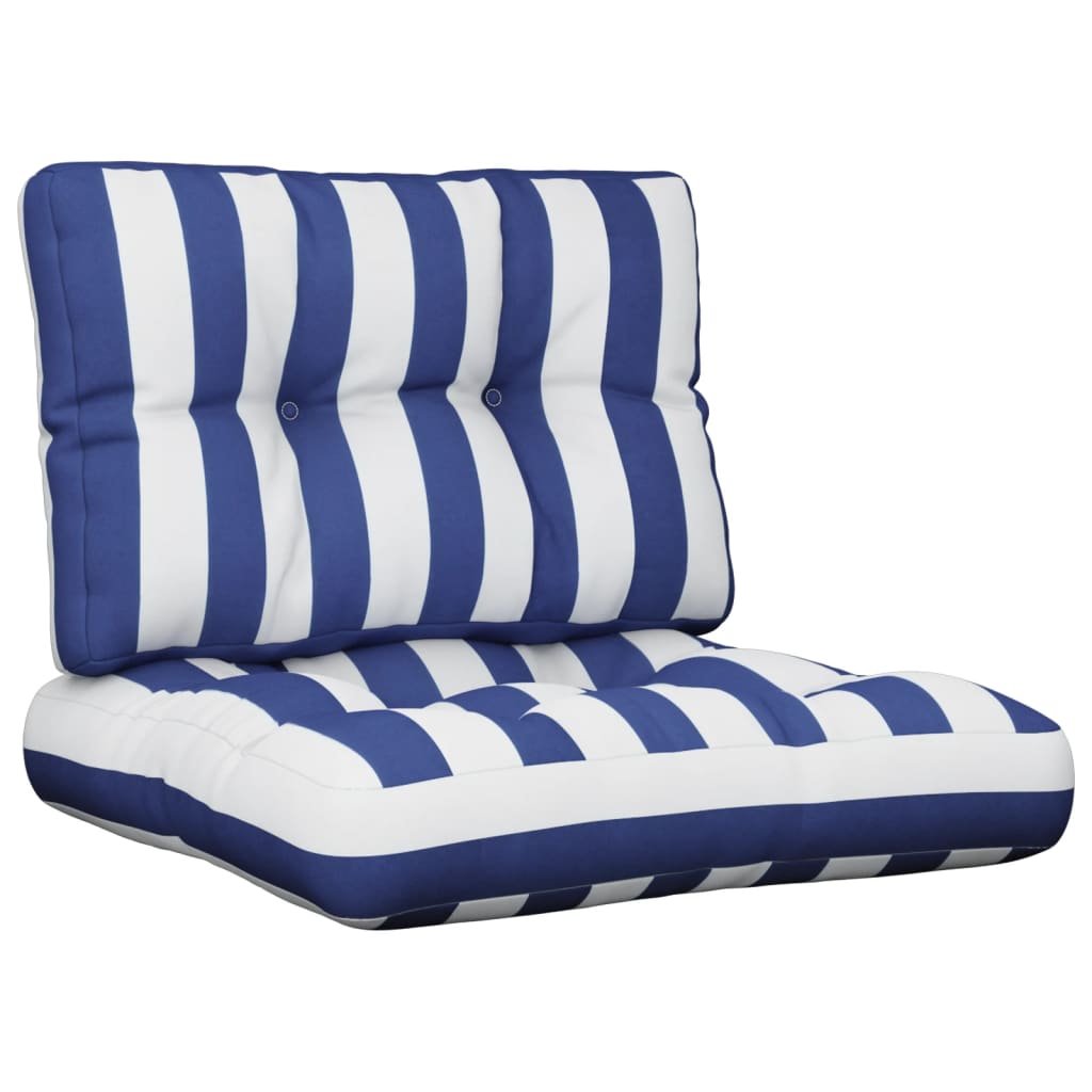 Coussins de palette lot de 2 rayures bleues/blanches tissu