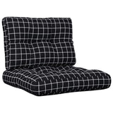 Coussins de palette lot de 2 motif à carreaux noir tissu