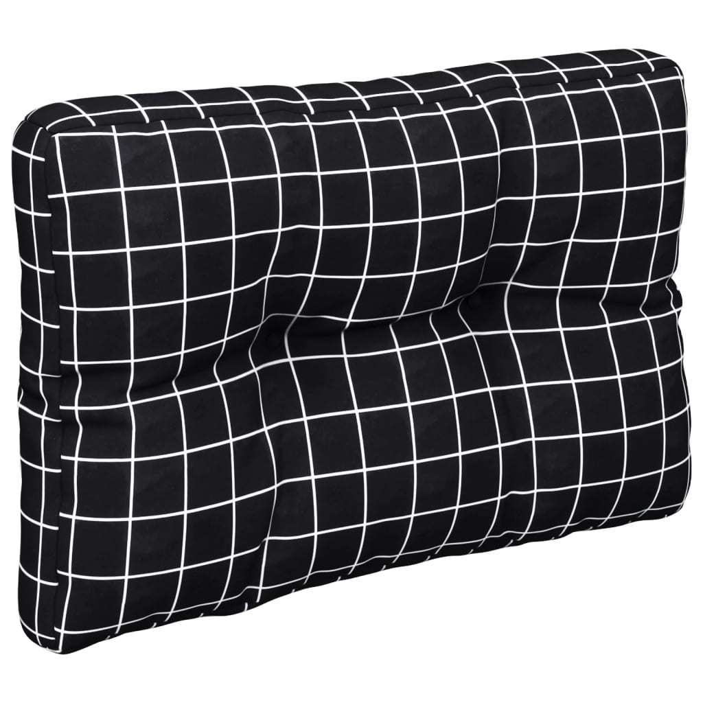 Coussins de palette lot de 2 motif à carreaux noir tissu