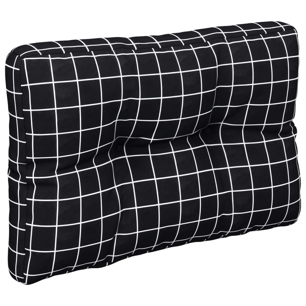 Coussins de palette lot de 2 motif à carreaux noir tissu