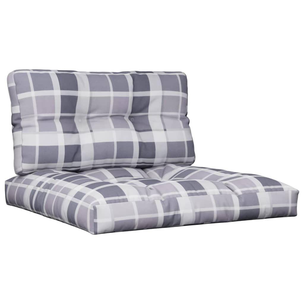 Coussins de palette lot de 2 motif à carreaux gris tissu