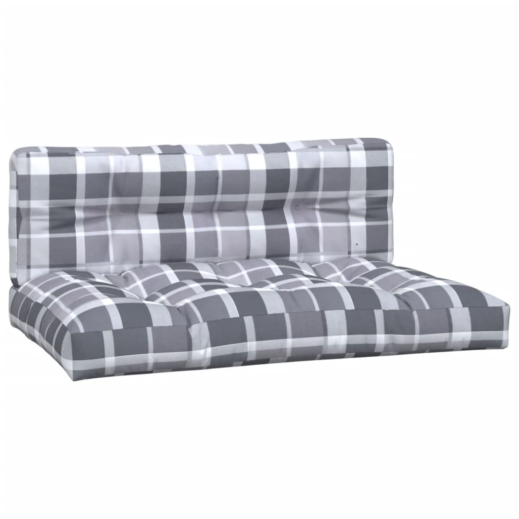 Coussins de palette lot de 2 motif à carreaux gris tissu