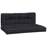 Coussins de palette lot de 2 motif à carreaux noir tissu