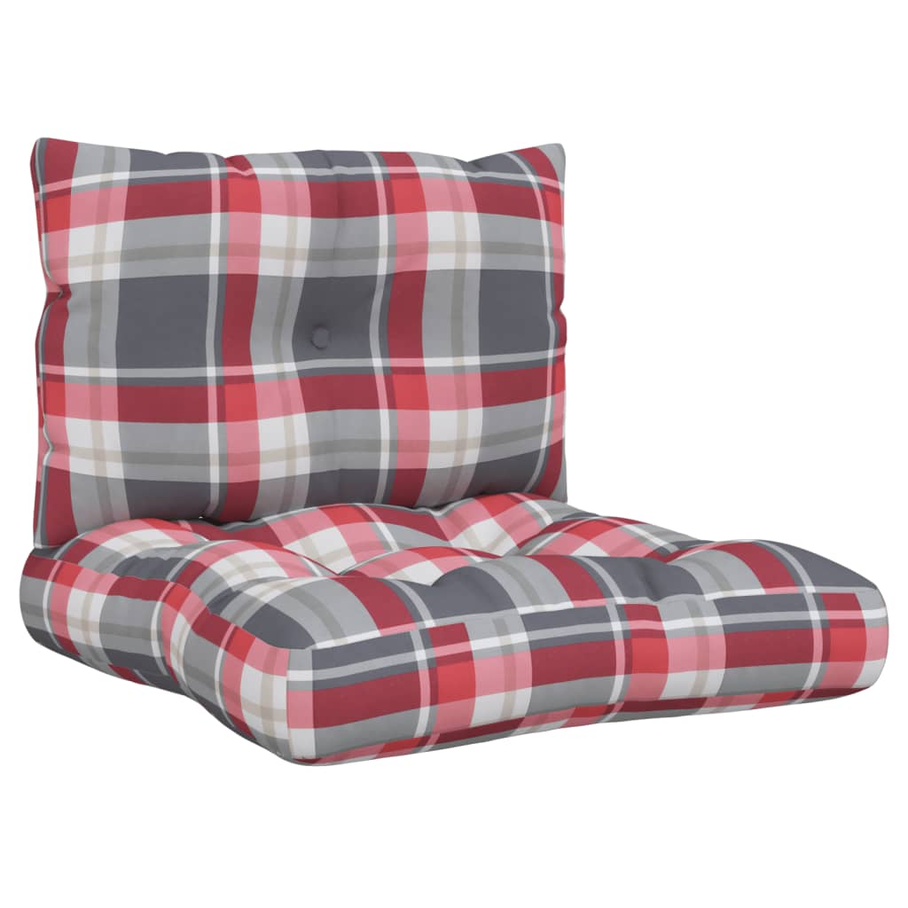 Coussins de palette lot de 2 motif à carreaux rouge tissu