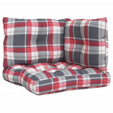 Coussins de palette lot de 3 motif à carreaux rouge tissu