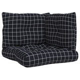 Coussins de palette lot de 3 motif à carreaux noir tissu Oxford