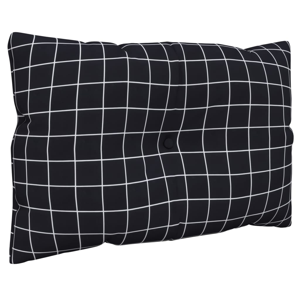 Coussins de palette lot de 3 motif à carreaux noir tissu Oxford