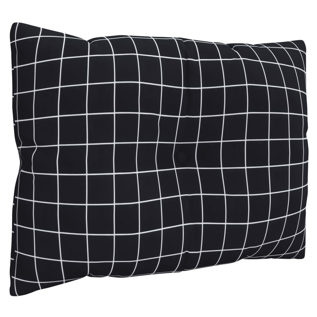 Coussins de palette lot de 3 motif à carreaux noir tissu Oxford