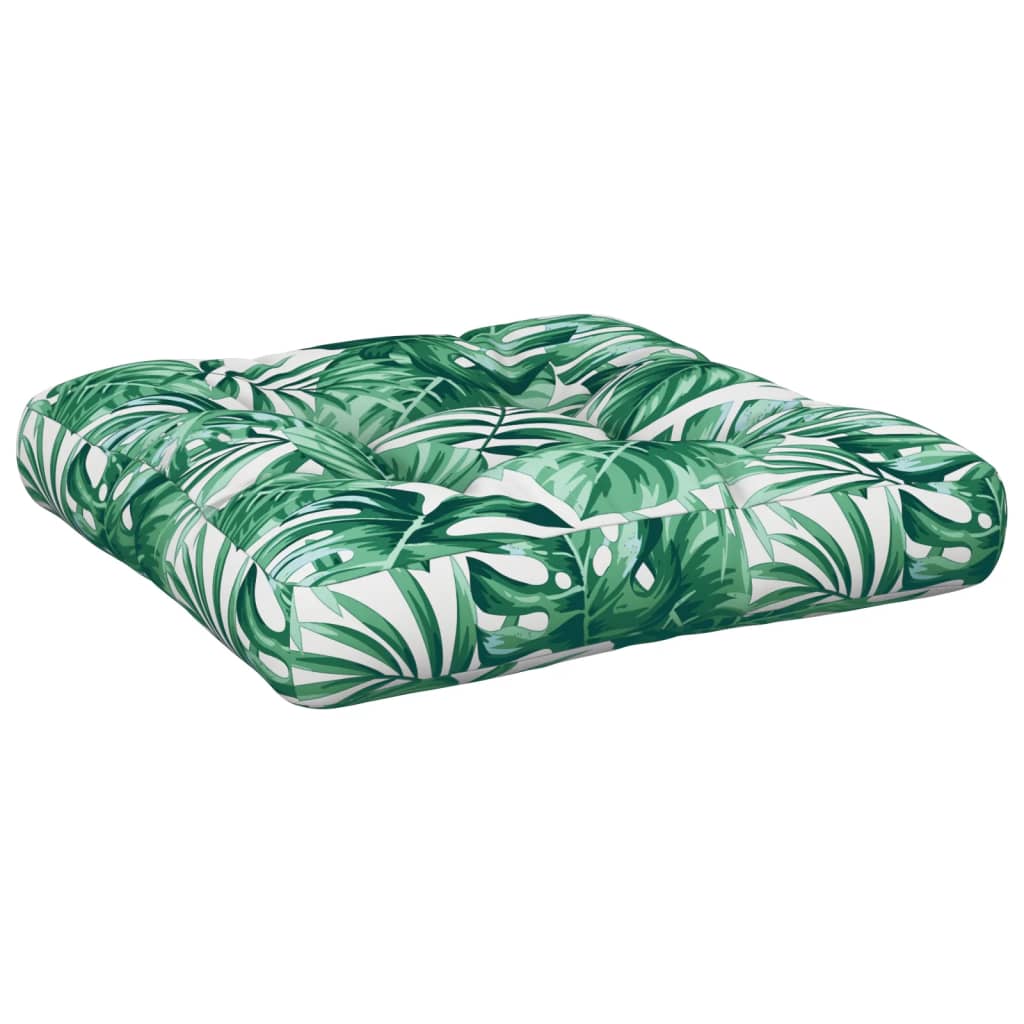 Coussin de palette motif de feuilles 58x58x10 cm tissu