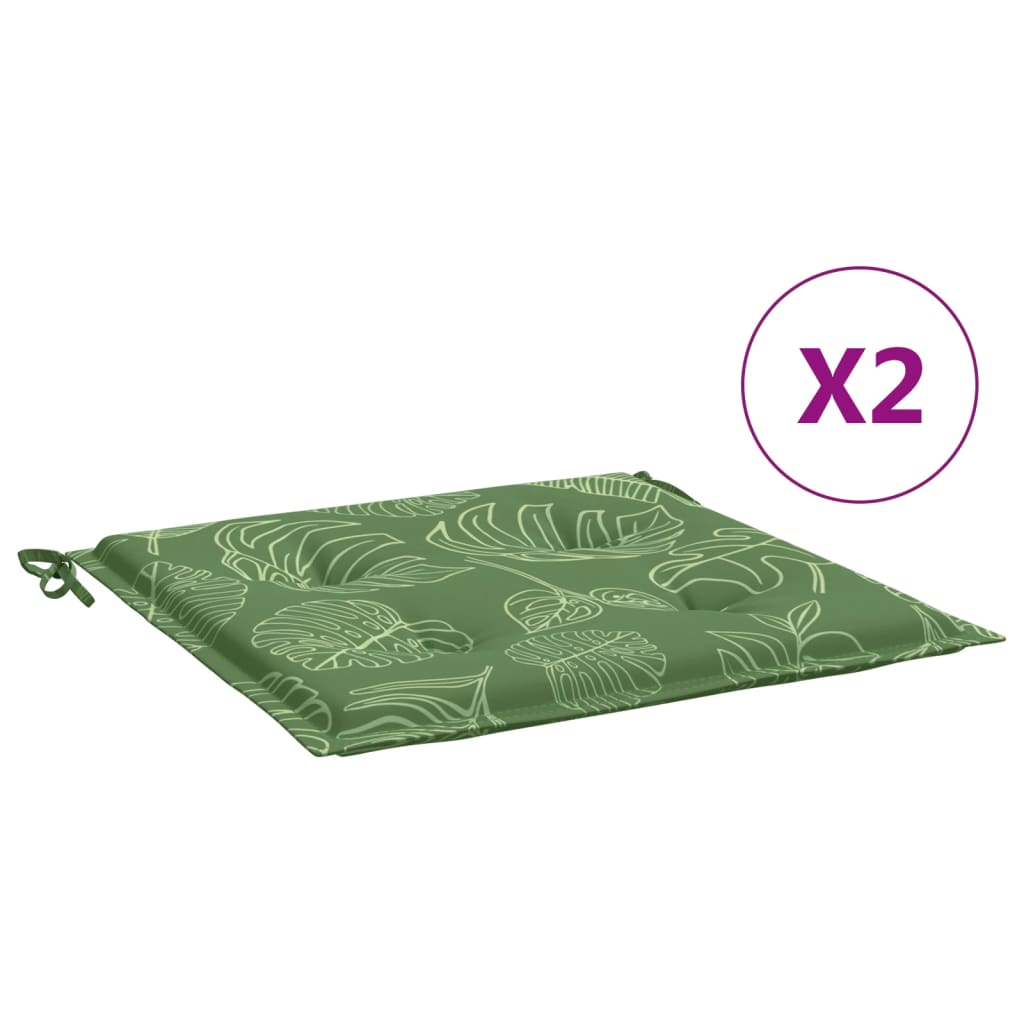 Coussins de chaise lot de 2 motif de feuilles 40x40x3 cm tissu