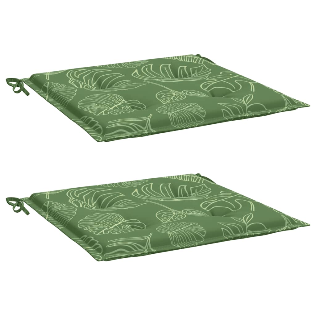 Coussins de chaise lot de 2 motif de feuilles 40x40x3 cm tissu