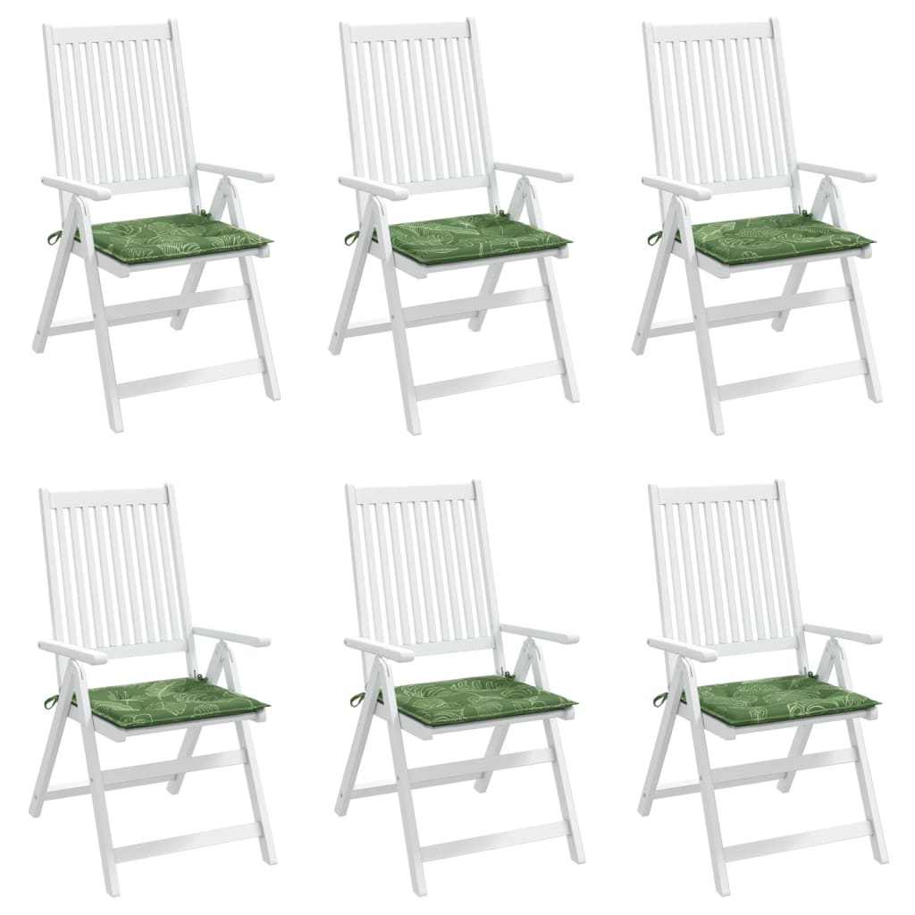 Coussins de chaise lot de 6 motif de feuilles 40x40x3 cm tissu