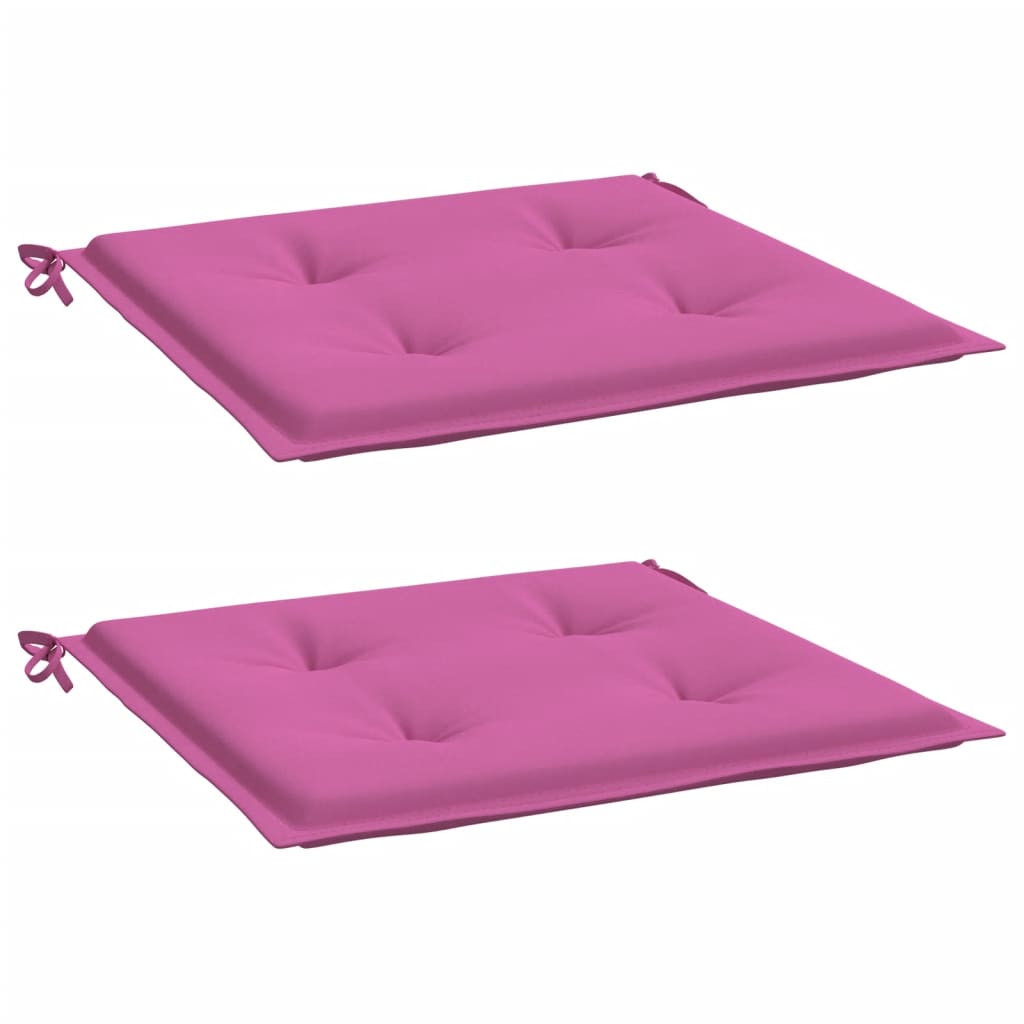 Coussins de chaise de jardin lot de 2 rose 40x40x3 cm tissu