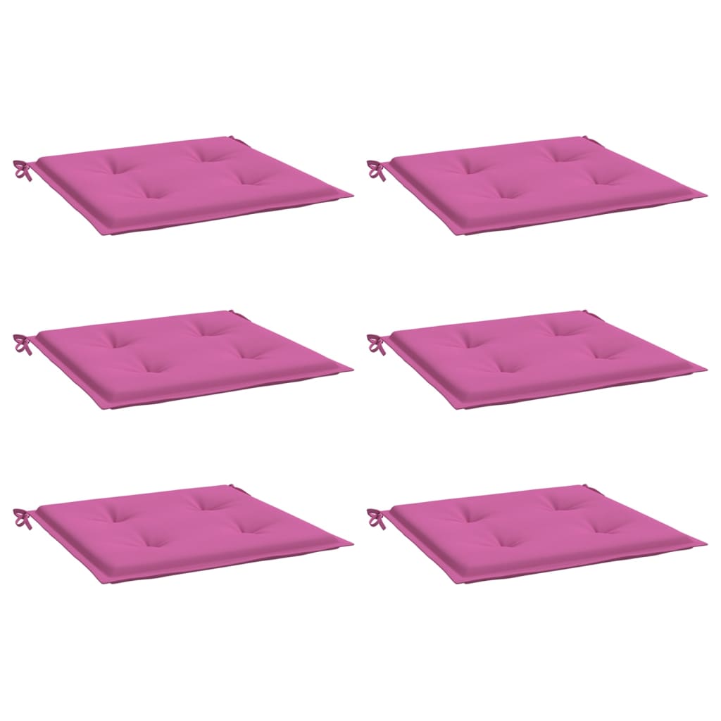 Coussins de chaise de jardin lot de 6 rose 40x40x3 cm tissu