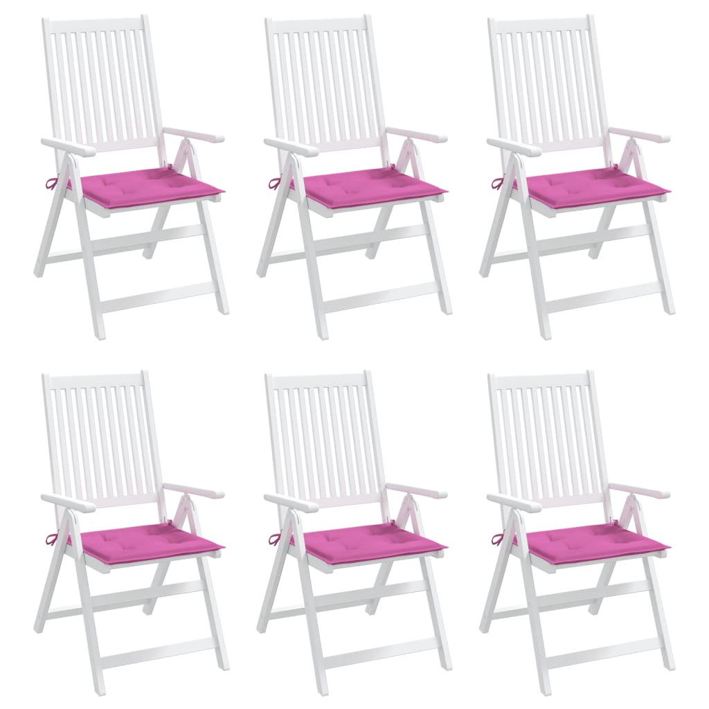 Coussins de chaise de jardin lot de 6 rose 40x40x3 cm tissu