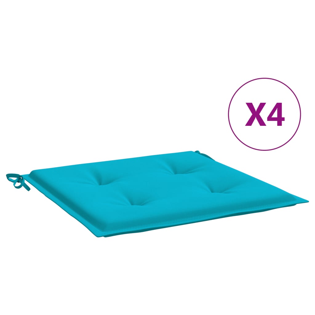 Coussins de chaise de jardin lot de 4 turquoise 40x40x3cm tissu