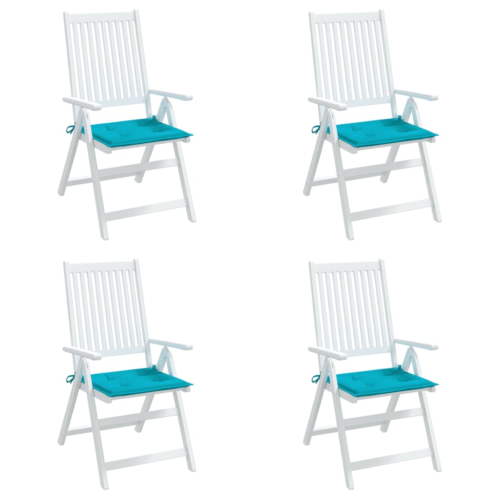 Coussins de chaise de jardin lot de 4 turquoise 40x40x3cm tissu