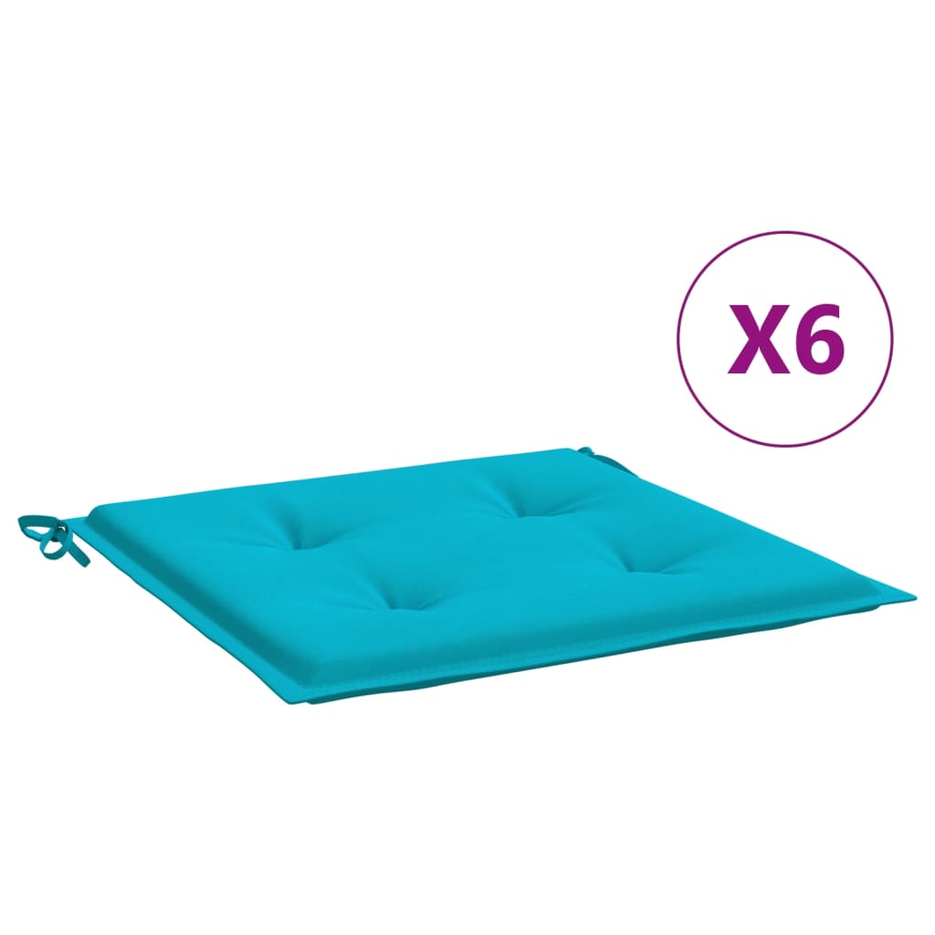 Coussins de chaise de jardin lot de 6 turquoise 40x40x3cm tissu