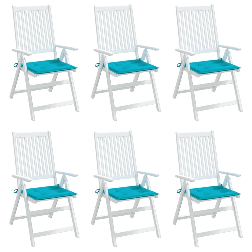 Coussins de chaise de jardin lot de 6 turquoise 40x40x3cm tissu