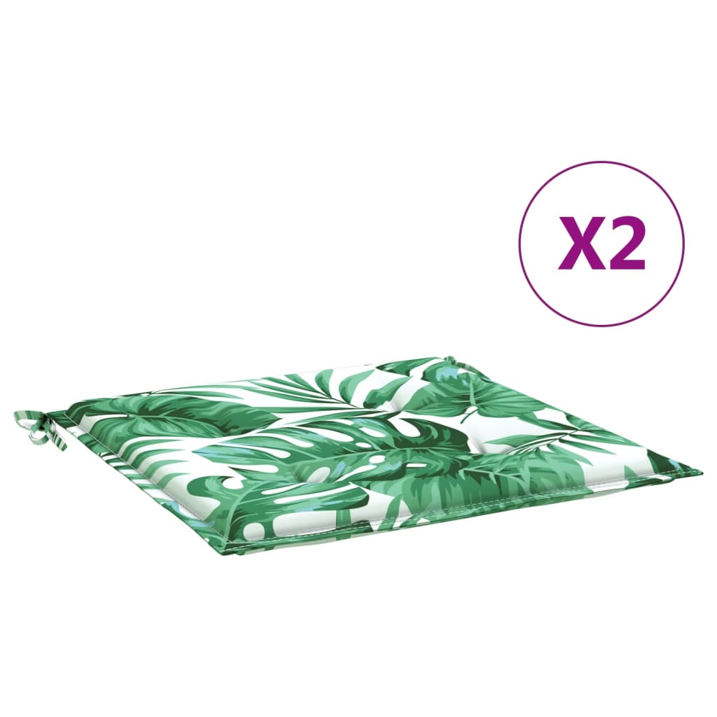 Coussins de chaise lot de 2 motif de feuilles 50x50x3 cm tissu