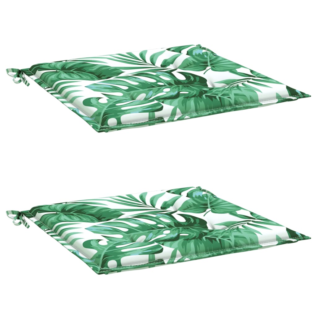 Coussins de chaise lot de 2 motif de feuilles 50x50x3 cm tissu