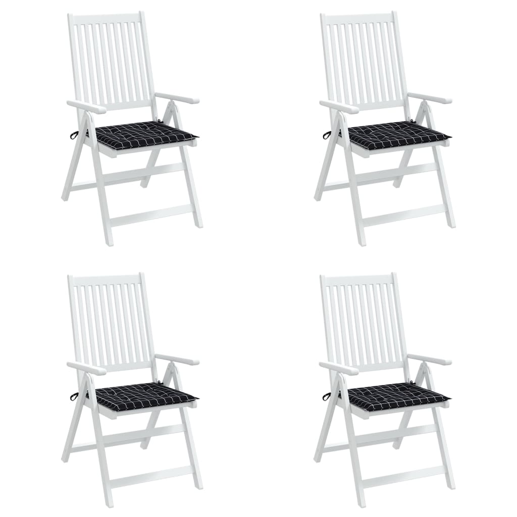 Coussins de chaise de jardin lot de 4 motif à carreaux noir