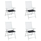 Coussins de chaise de jardin lot de 4 motif à carreaux noir