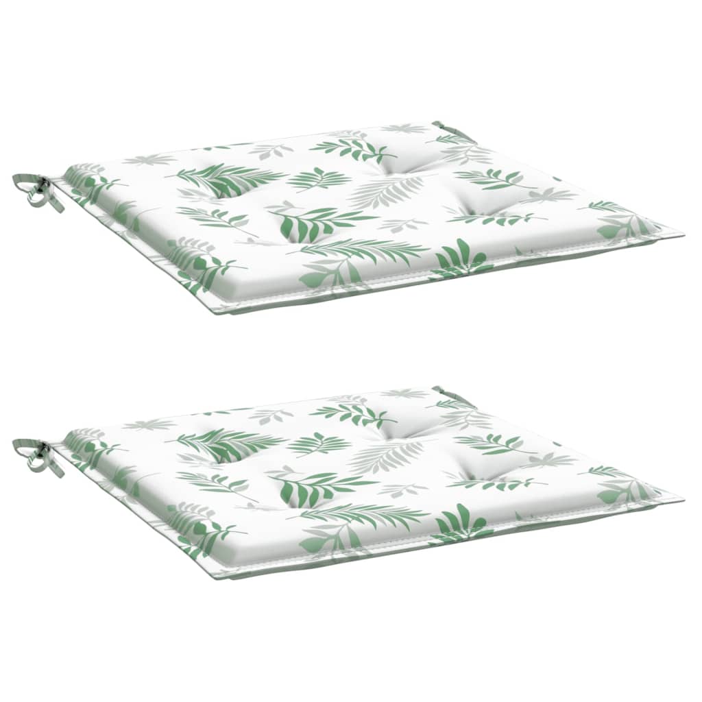 Coussins de chaise lot de 2 motif de feuilles 50x50x3 cm tissu