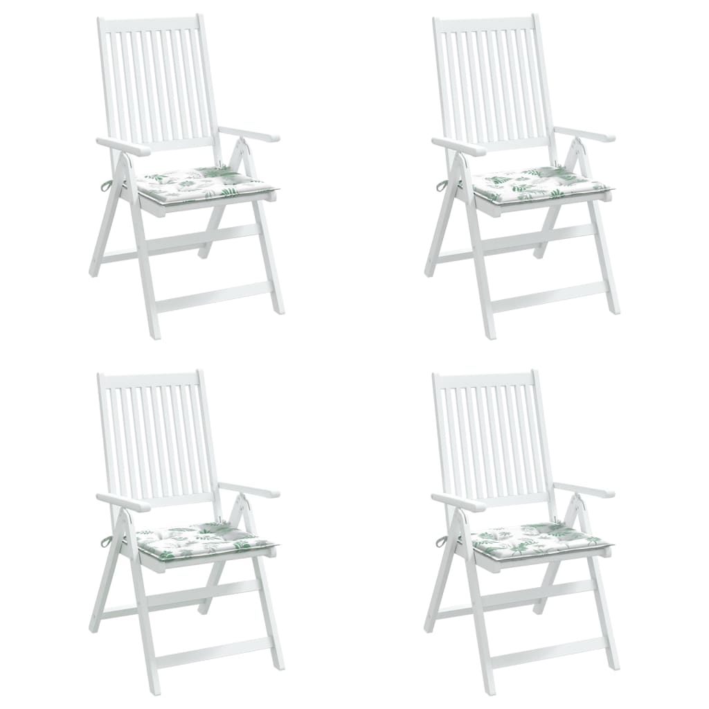 Coussins de chaise lot de 4 motif de feuilles 50x50x3 cm tissu