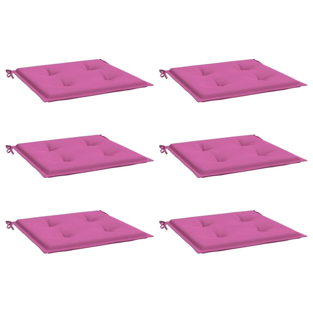 Coussins de chaise de jardin lot de 6 rose 50x50x3 cm tissu