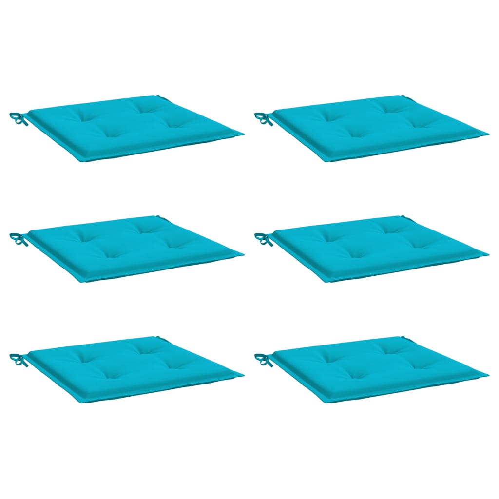 Coussins de chaise de jardin lot de 6 turquoise 50x50x3cm tissu