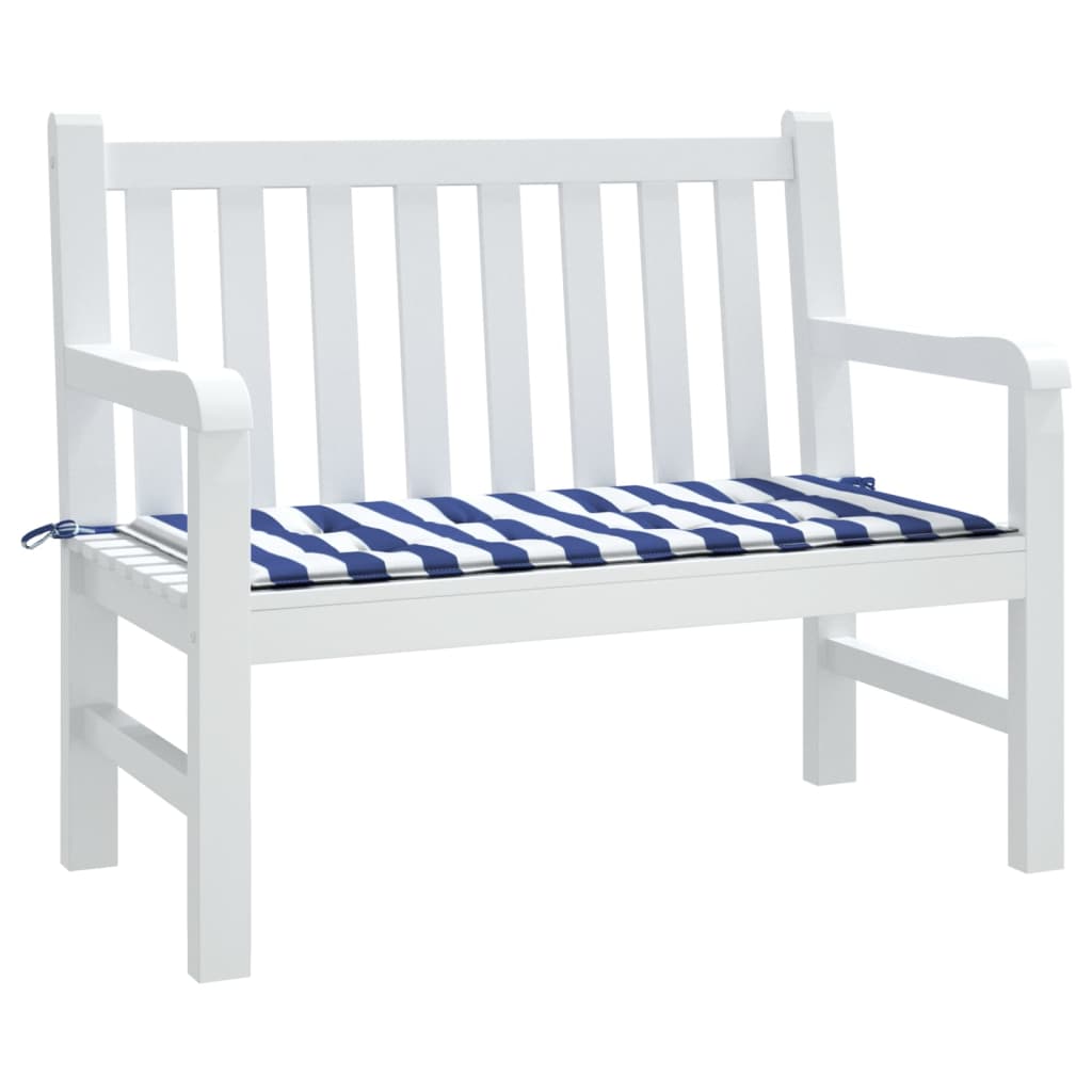 Coussin de banc de jardin rayures bleues et blanches 120x50x3cm